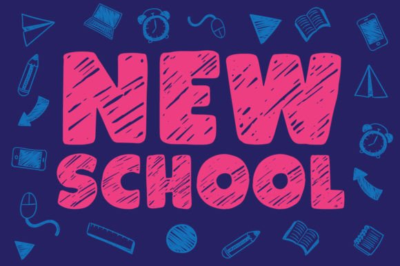 New School: A Chalk Doodle Display Font for Editorial Design